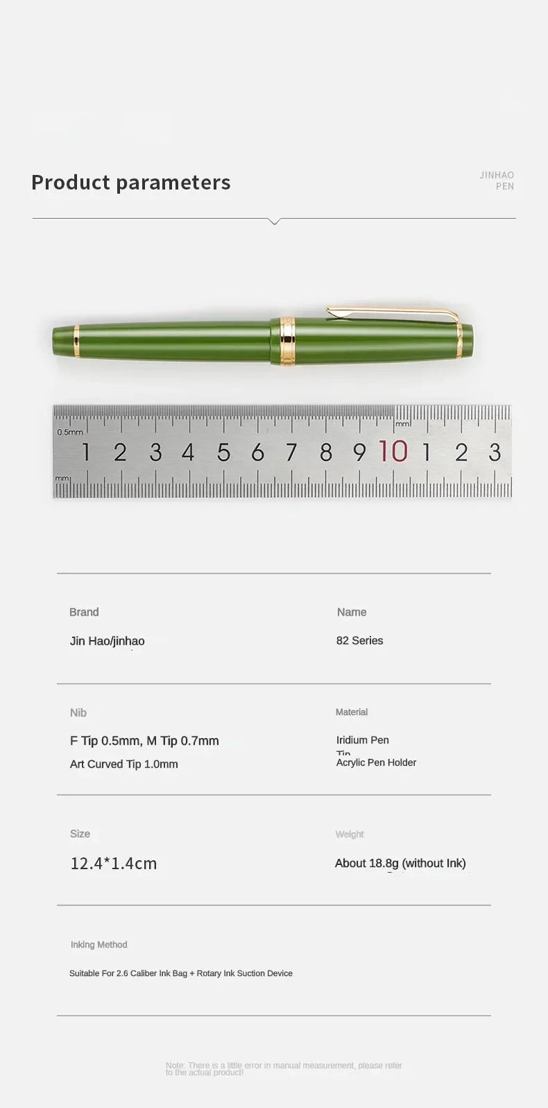 Jinhao 82 Fountain Pen Luxury Acrylic Ink Pen Spin  EF F M Nib Elegante Business Office School Supplies Writing Pen Stationery