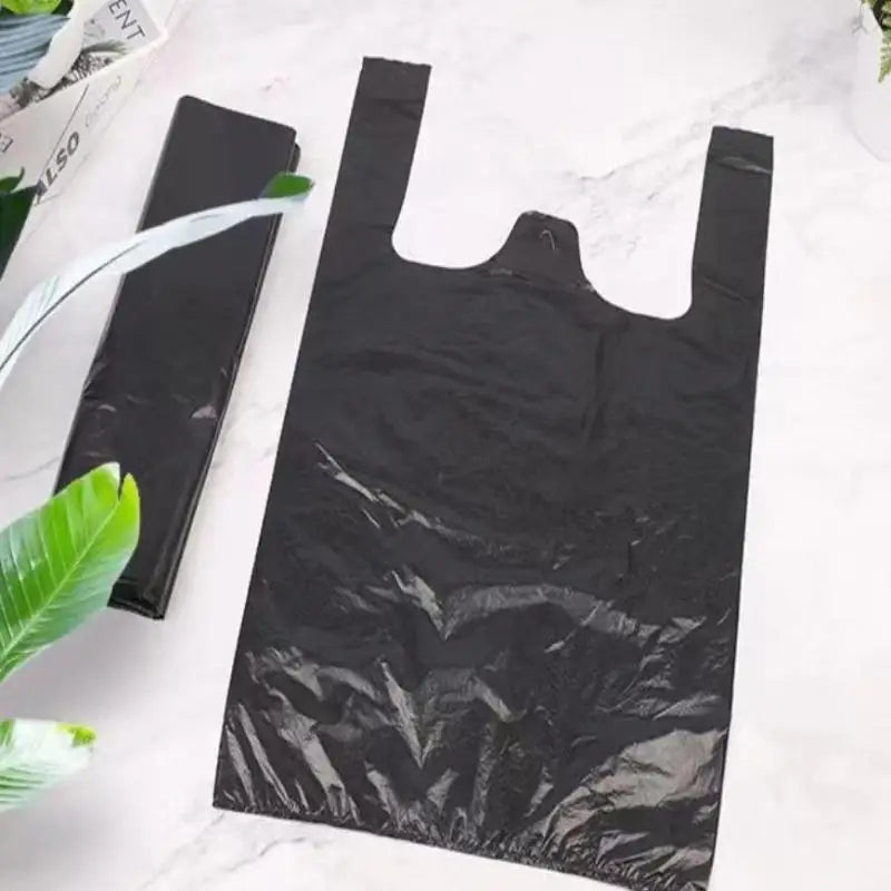 100Pcs Disposable Black Vest Plastic Trash Bag Household Thickened Kitchen Office Clean Garbage Bin With Handle Plastic Bags