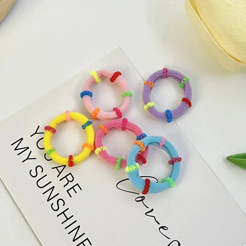50 seamless candy colored bamboo joint small towel ring hair ring high elastic children's hair tie rubber band hair rope
