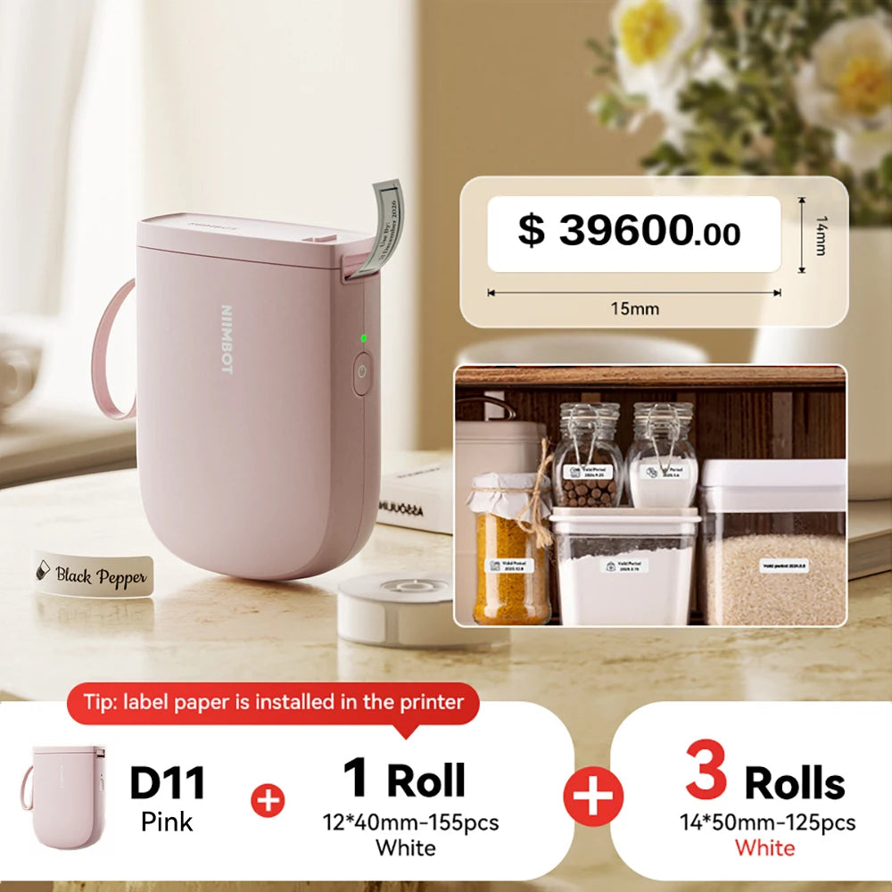 NIIMBOT D11 New Version Label Printer Mini Portable 300DPI Bluetooth Wireless Label Maker Name Tag Kitchen Sticker PrintingMaker