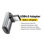 Essager USB4.0 40Gbps OTG Converter 240W Power Delivery Right Angle USB C Data Transfer Adapter For Phone Macbook Tablet 8K60Hz