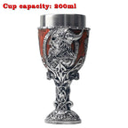 Valhalla Viking Stainless Steel Nordic Viking Barrel Dragon Boat Warrior Horn Skull Beer Mug Tankard Stein Cup 400 ML
