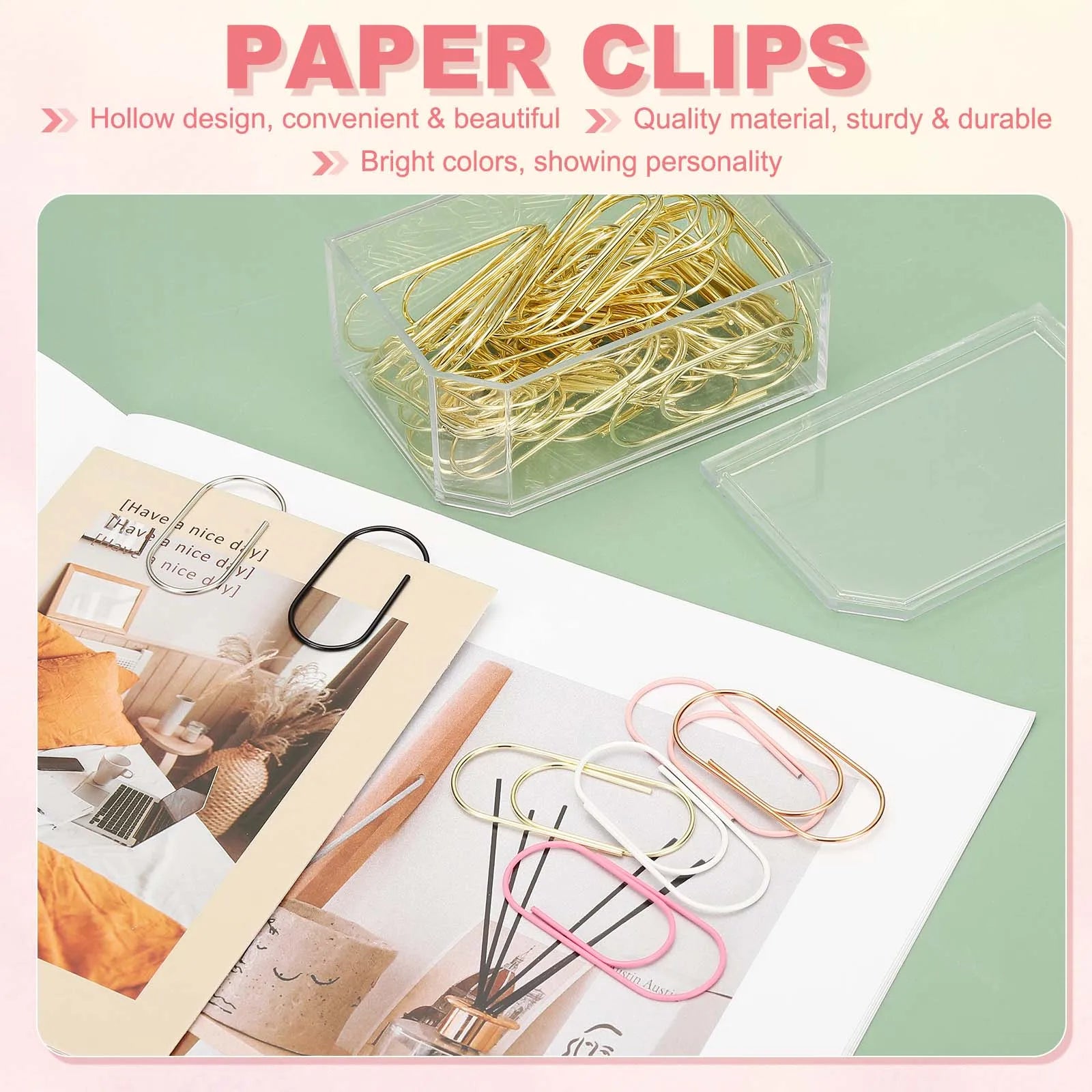 20/50/100Pcs Paper Clip 2inch Non-Skid Metal Paper Clamp Clips Large for Office Supplies Craft Scrapbook Document Note Sorting