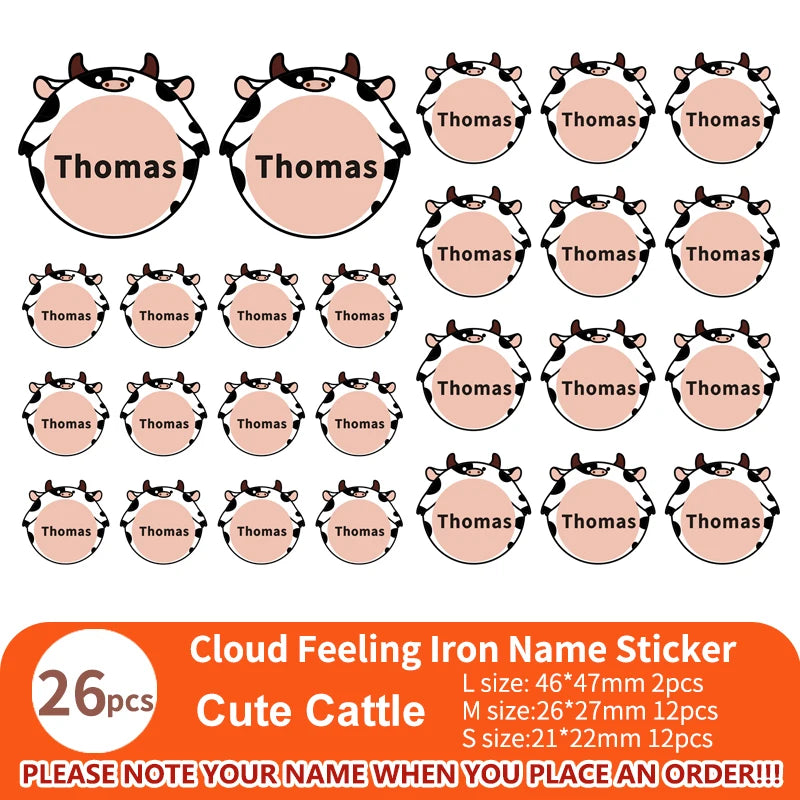 Multi Style Personalized Embroidery Name Sticker Clothes Label Decals Washable Iron On Tags Children Uniform Stickers Custom
