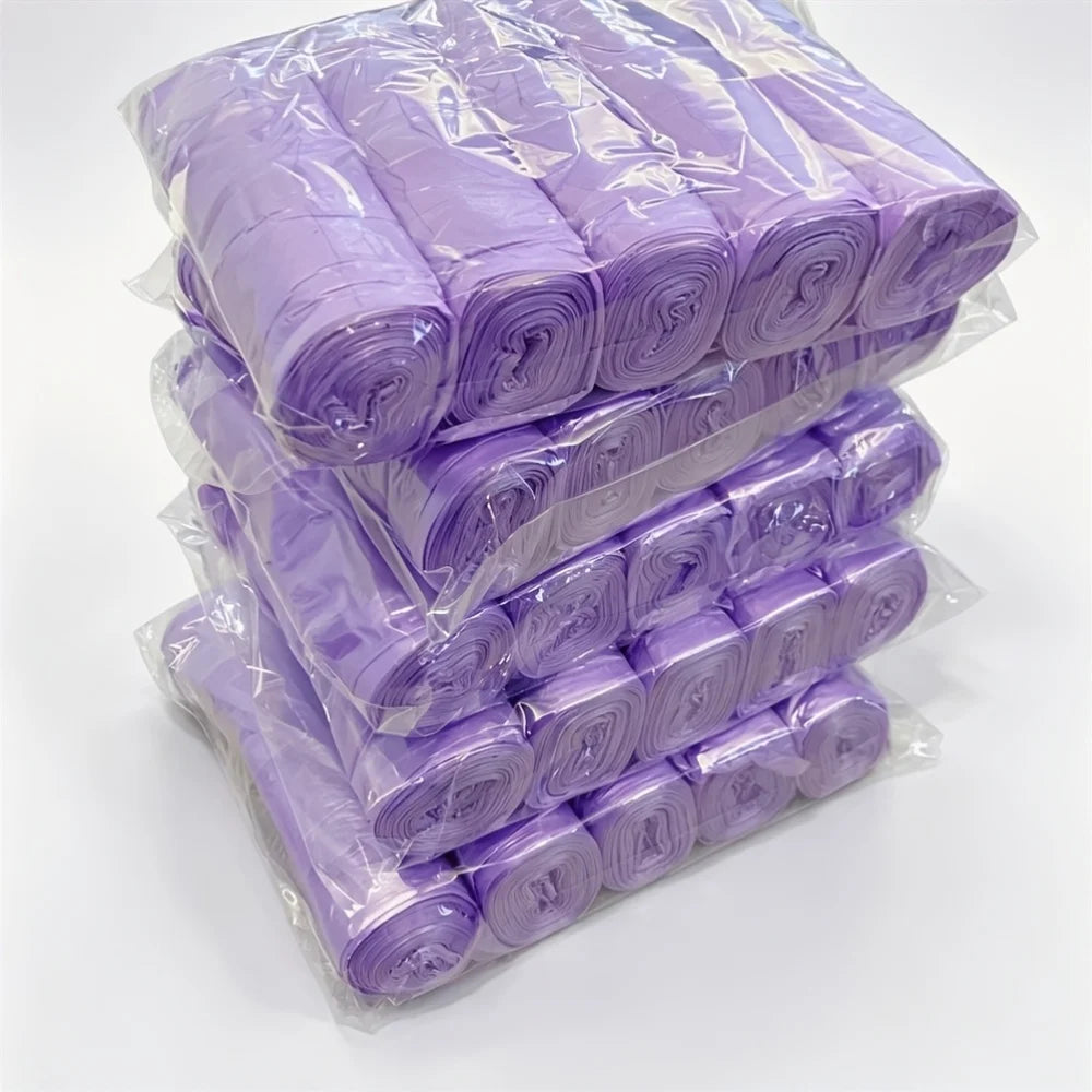 5 Rolls (100 Count) Purple Leak-Proof and Odor-Blocking Trash Bags – Extra-Large, Thick Plastic Bags