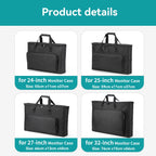 Carrying Case for PC Monitor Portable Shockproof Waterproof Padded Monitor Travel Bag with Strap for 24" 25" 27" 32" Screen