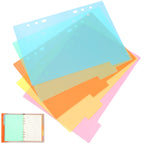 10Pcs Plastic Tab Dividers Translucent Index Binder Dividers for A5 Notebook Planner 6 Holes Labels Index Sheets