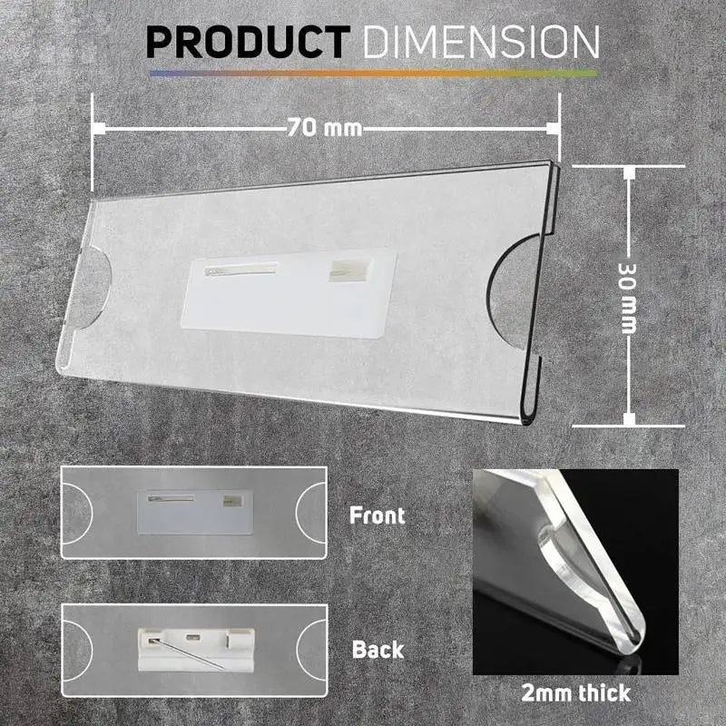 【CPI】10/20/30Pcs Name Tag Blank Name Badges Acrylic Name Tag Holders 70x30mm Insert Blank Acrylic Nameplate