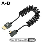 8K UHD Cable High Speed HDMI-compatible Mini/Micro HDMI-compatible Coiled Cord for HDTV Laptop PC PS4 Camera DV Monitor Display