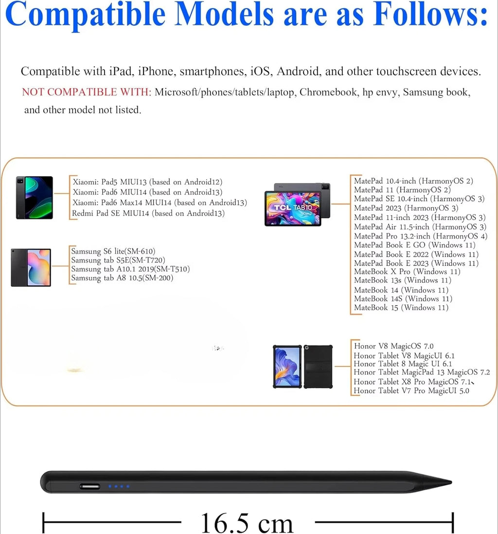 Rechargeable Stylus for Xiaomi Redmi Pad2 Pad 2 SE 8.7 7S 6S 7 6 5 Pro 11'10.61' Active Stylus Pen No Need Bluetooth Connection