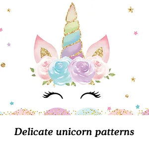 Magical Unicorn Tablecloth 54x108''-Disposable Waterproof Plastic for Girls Birthday&Baby Sprinkle | Glitter Rainbow Party Decor