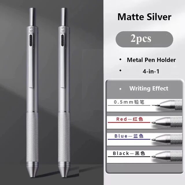 Multifunctional 4-color-in-one gravity-sensing pen metal ballpoint pen/Mechanical Pencil,Black/Red/Blue Ink Oil Signing canetas