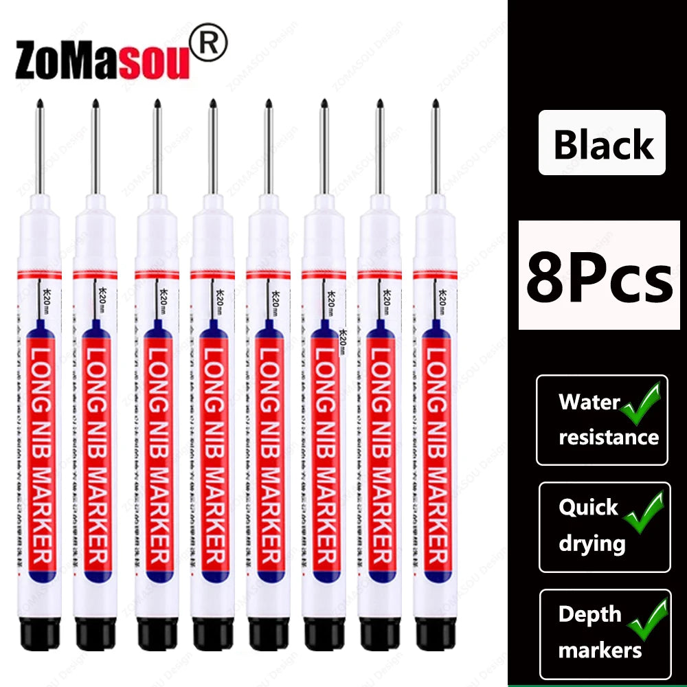 1-100Pcs 2cm Waterproof Long Head Markers Deep Hole Marker Pen for Metal Carpenter Red/Black/Blue/Green Ink Woodworking Tools