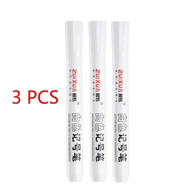 White Marker Pens set 2.0mm Oily Waterproof White Gel Pen DIY Graffiti Sketching Marker Stationery Writing School Supplies brush