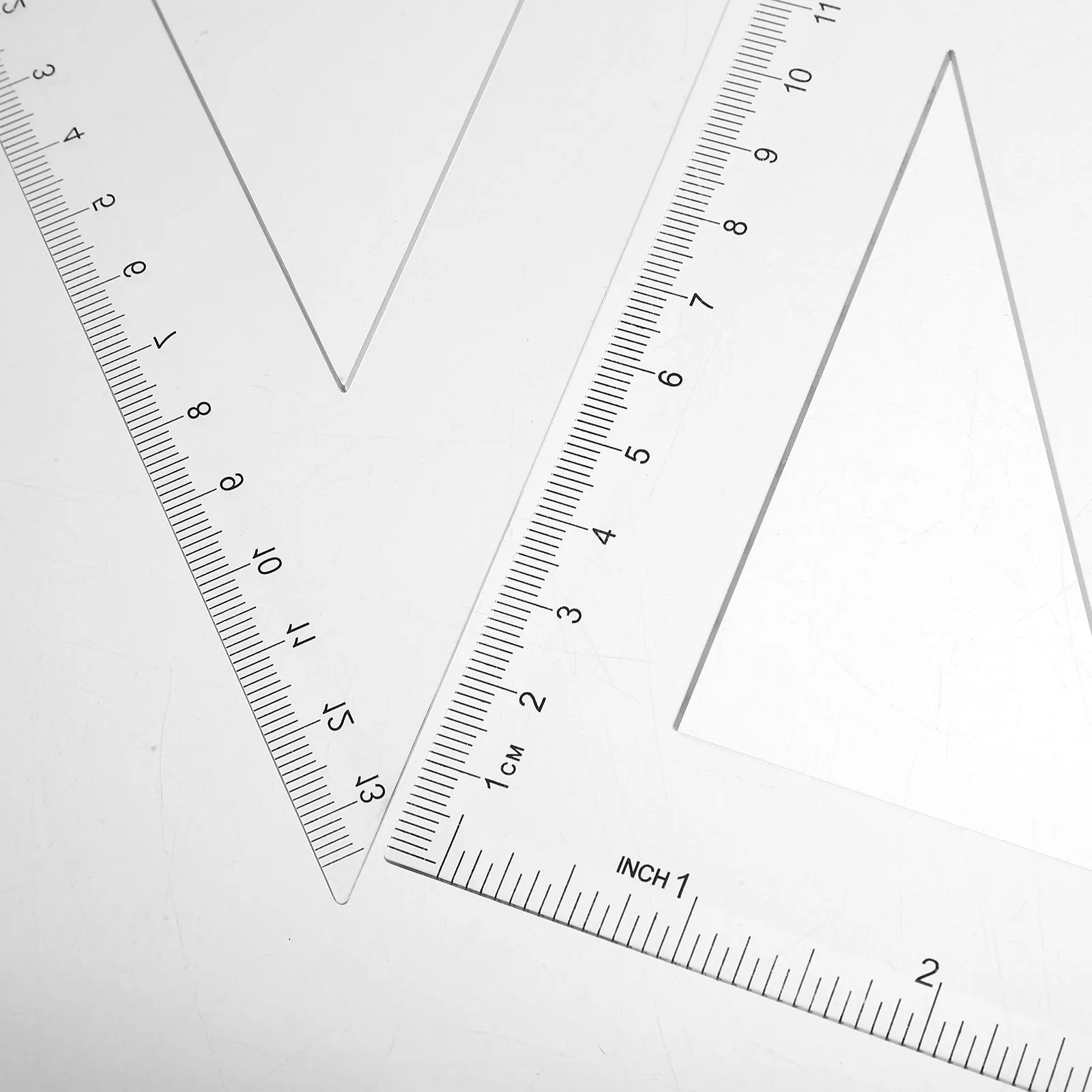 2Sets Geometry Ruler Set Professional Drawing Triangle Protractor Measuring Tool for Students Engineering Architecture Drafting