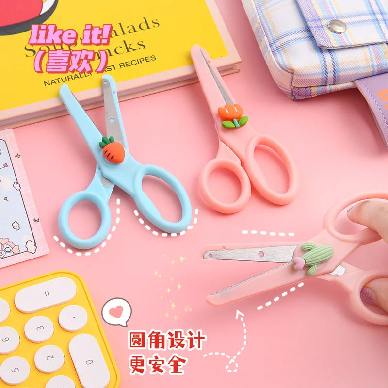1pcs Cartoon Child Safety Scissors Stationery DIY Paper Cutting Cute Student Office Portable Art Scissors Tool