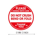 60 PCS 2 inch Pink Round Do Not Crush Bend or Fold Handle with Love Stickers Shipping Mailing Cartons Envelops Adhesive Labels