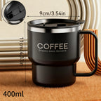 WORTHBUY Coffee Mug With Lid&Handle 304 Stainless Steel Tea Milk Coffee Cup Double Wall Insulated Anti Scalding Drinking Cup