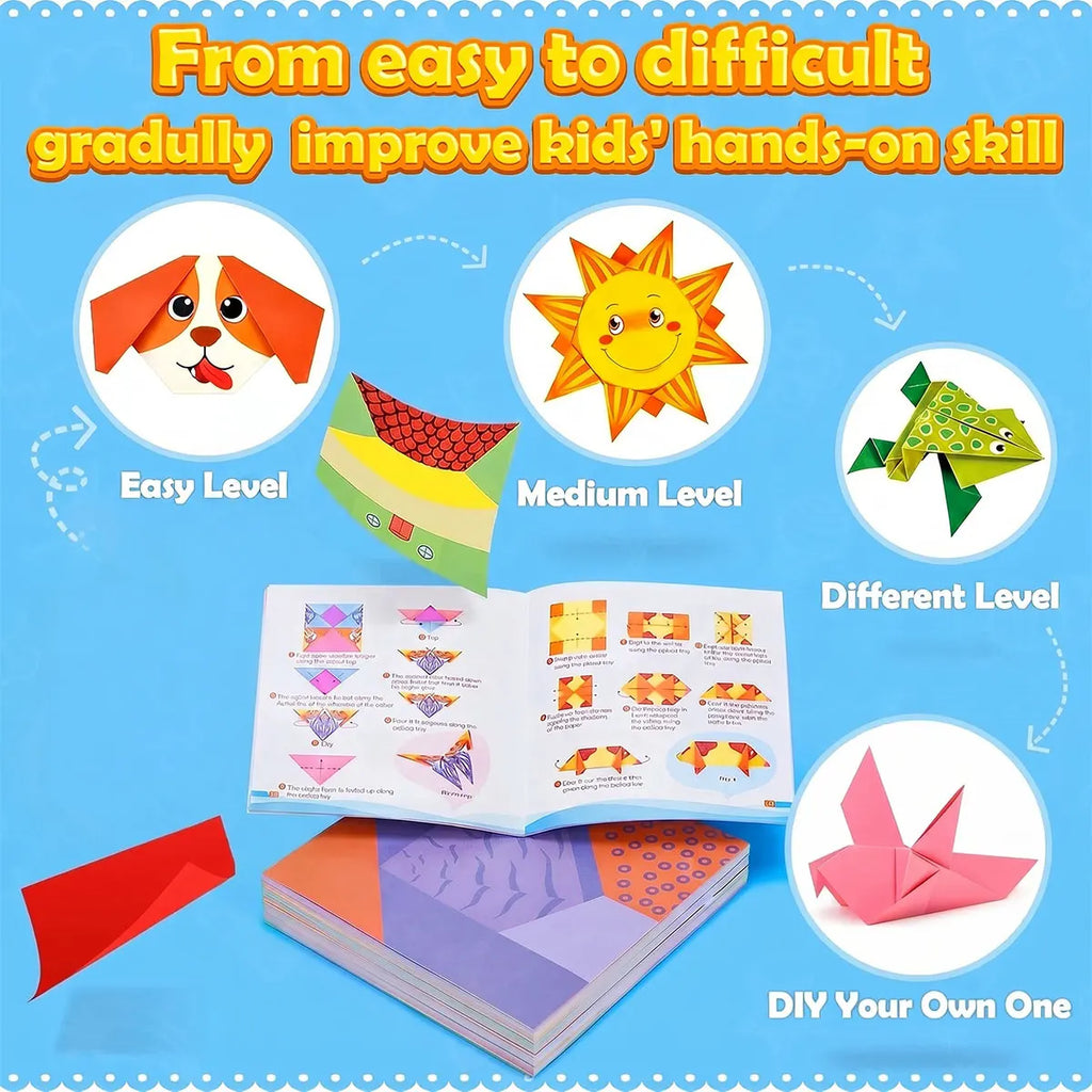 Origami Paper Set 96-208Pcs Craft Paper Kit with Instructional Book Art Projects Supplies for School Class Craft Lessons Gifts