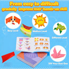 Origami Paper Set 96-208Pcs Craft Paper Kit with Instructional Book Art Projects Supplies for School Class Craft Lessons Gifts