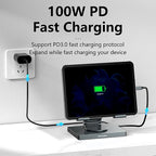 Blueendless Ipad Stand USB C Hub 4K 60HZ HD Type-C 100W PD SD/TF Slot Reader USB 3.0 5Gbps 9 In 1 Type-C Hub Ipad Holder