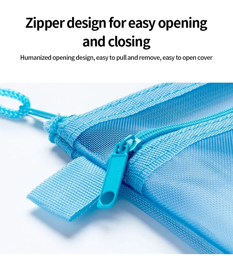 Nylon Mesh File Bag A4 A5 A6 Transparent Zipper Test Paper Information Bag Office Student Pen Bag Subject Bag Puzzle Storage Bag