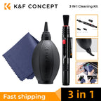 K&F CONCEPT 3 In 1 Professional Dslr Camera Lens Cleaning Kit for Digital Camera Mobile Phone Screen Cleanser Laptop Glasses
