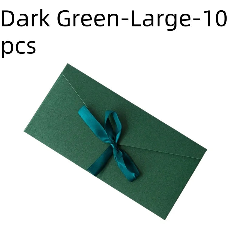 10 Pcs/set Envelope Pearlescent Paper Bow Thicken Ribbon Retro Creative Color Stationery Wedding Invited Gift