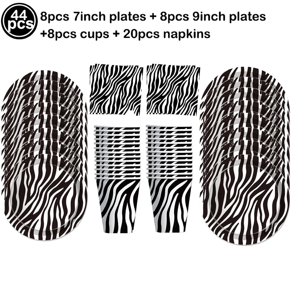 Jungle Safari Wild Animal Party Supplies Disposable Jungle Zoo Animal Print Paper Plates Napkins for Birthday Party Baby Shower