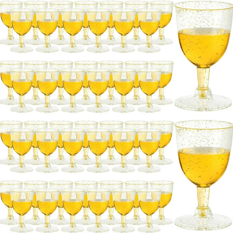 25/50pcs 150ml Disposable Cups Sparkling Champagne Bar Cups Plastic Champagne Clear Toasting Glasses for Weddings Party