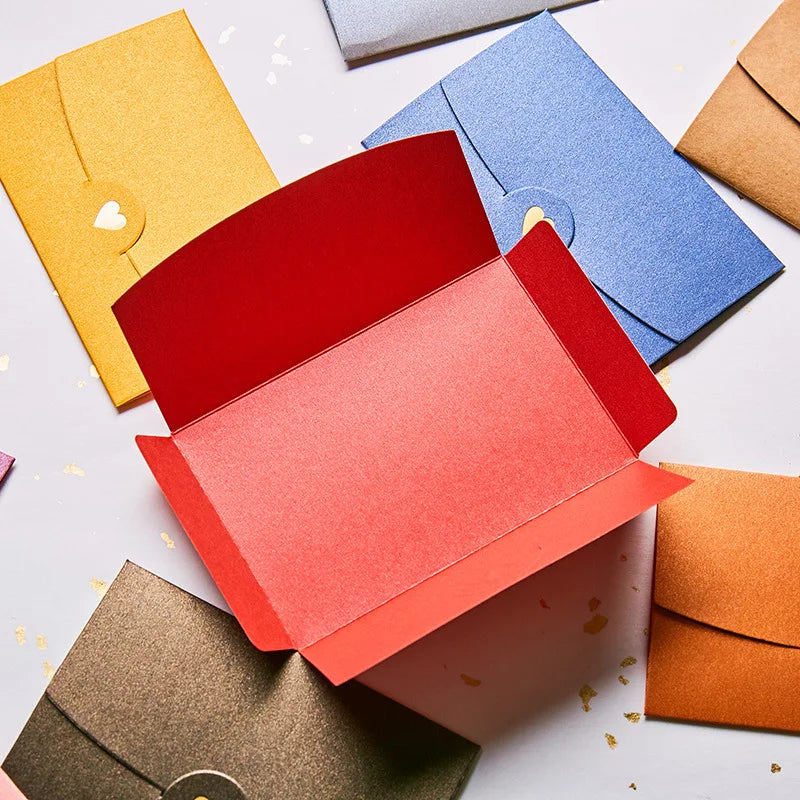 20Pcs small greeting card envelope made of Western colored pearl paper material with exquisite hot stamping and embossed design