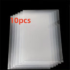 10pcs A4 Transparent L-Shaped File Folders - Waterproof and Durable PP Document Bags for Office Organization and Reusable