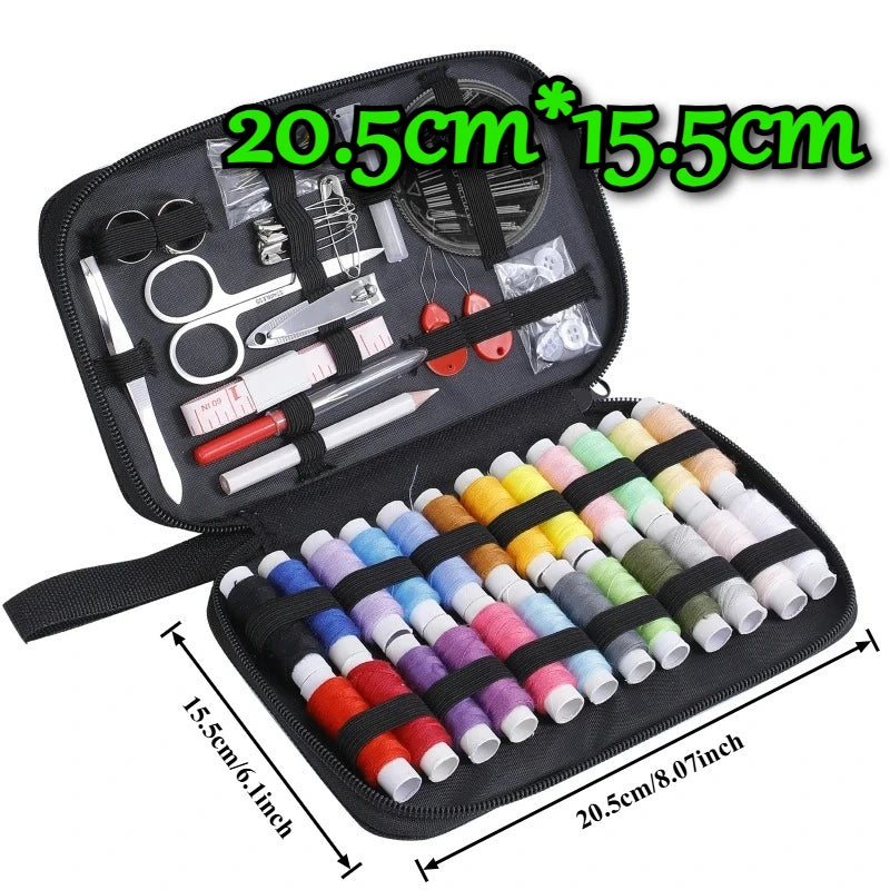 Complete Sewing Kit with Threads Needles Scissors Tape Measure Buttons Portable Travel DIY Embroidery Handwork Sewing Tool Set