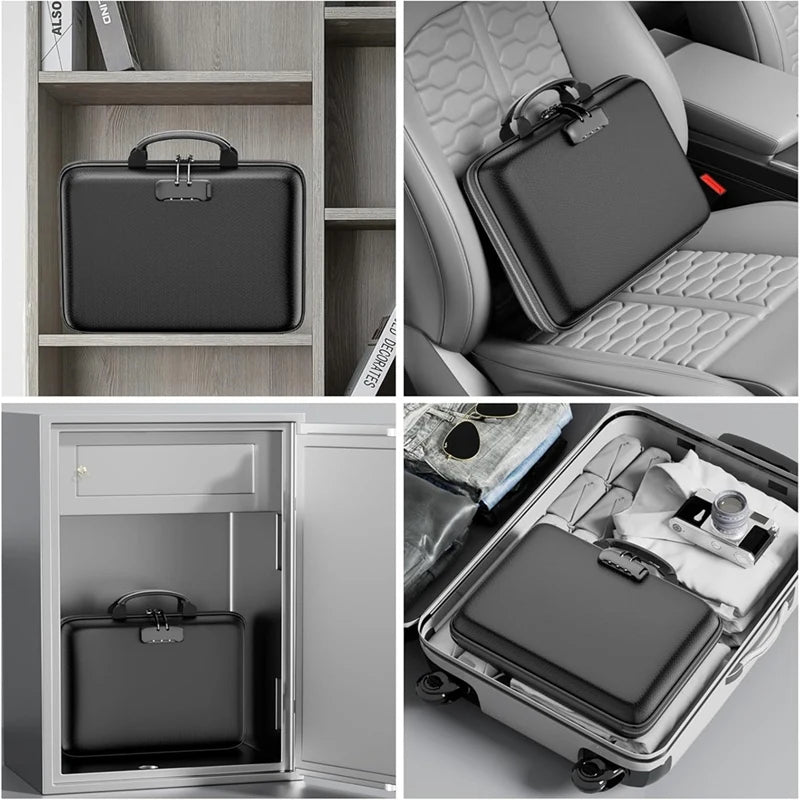 Fireproof File Organizer with Lock, Hard-Shell Case Fireproof Document Box with 13 Accordion File Folder, for Important
