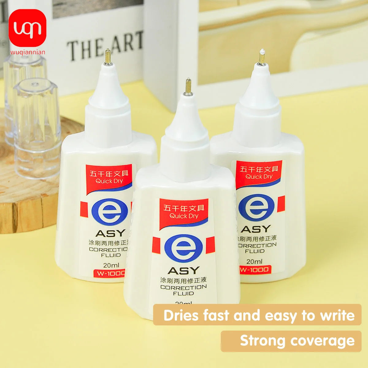 WQN Quick-Dry Correction Fluid, 20ml, White And Easy To Apply, Shortened Drying Time, Available In Packs Of 1/3/6PCS