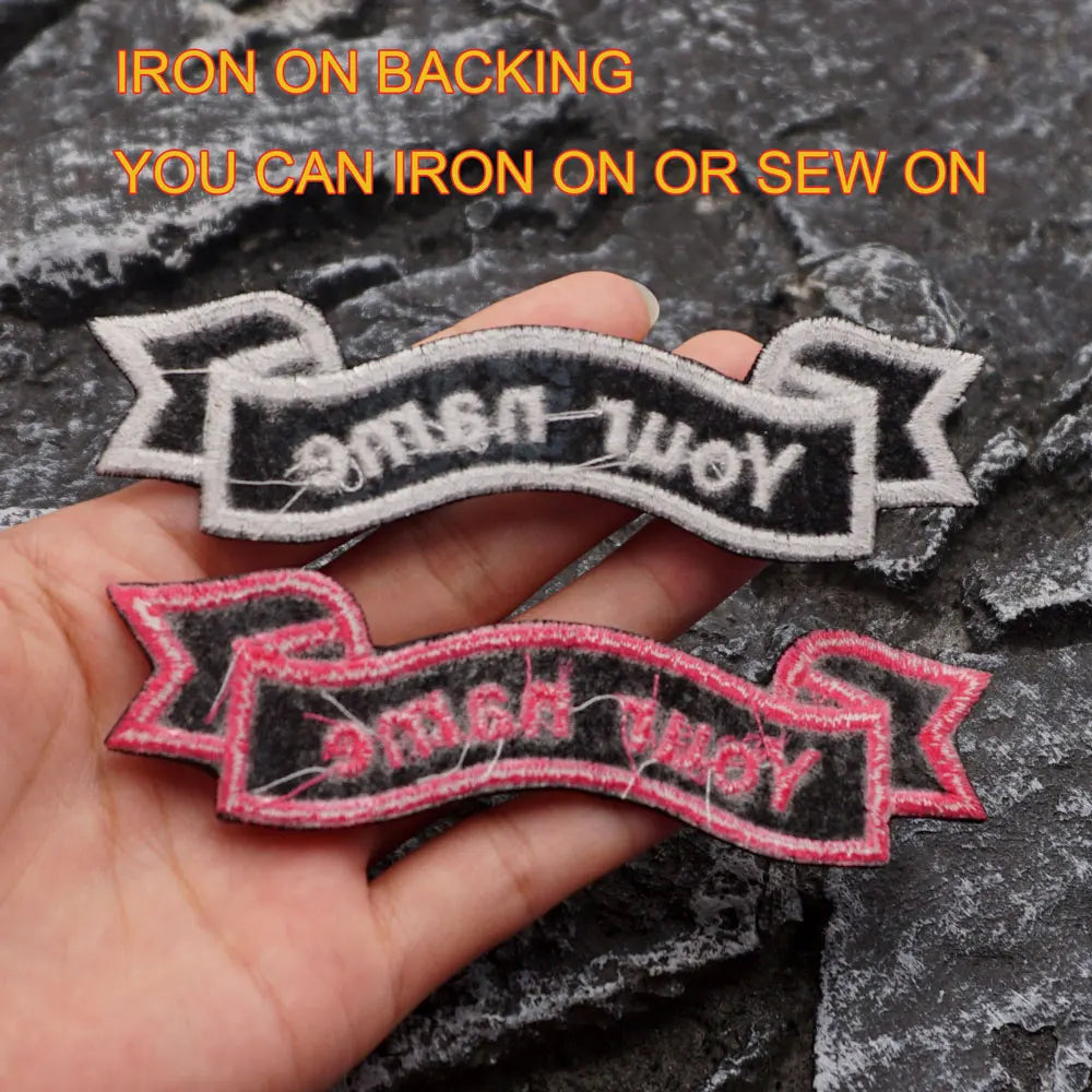 Custom Name Tags Embroidered Patches Personalized Text Badge with Iron on Backing