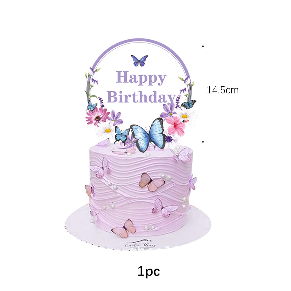 Butterfly Girls Birthday Party Disposable Tableware Fairy Pink Paper Plates Cups Napkin Tablecloth Birthday Party Decorations