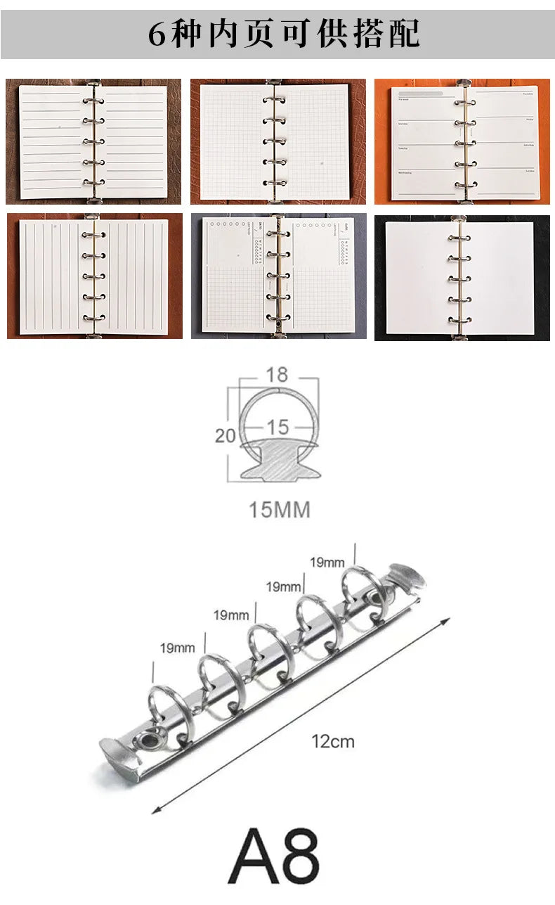 M5/A8 Loose Leaf Notebook Refill Spiral Binder Inner Page Weekly Monthly To Do Line Dot Grid Inside Paper Stationery