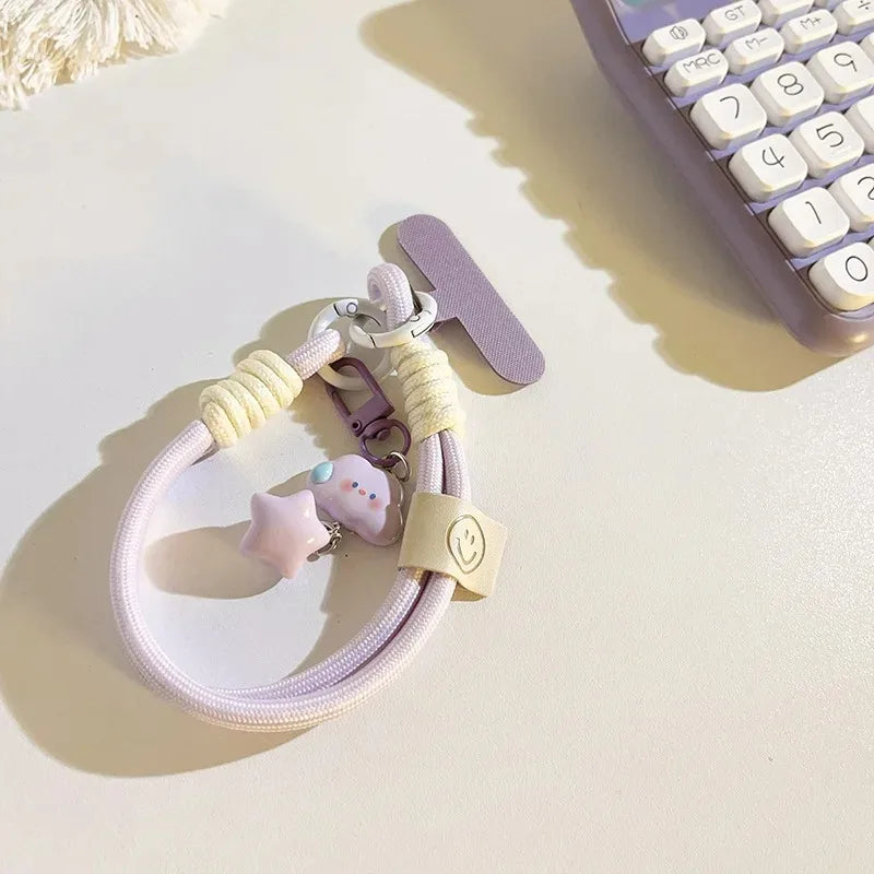 Cute Clouds Star Colourful Mobile Phone Strap Short Wrist Strap Charm Keychain Camera Chain Lanyard Universal Phone Case Lanyard