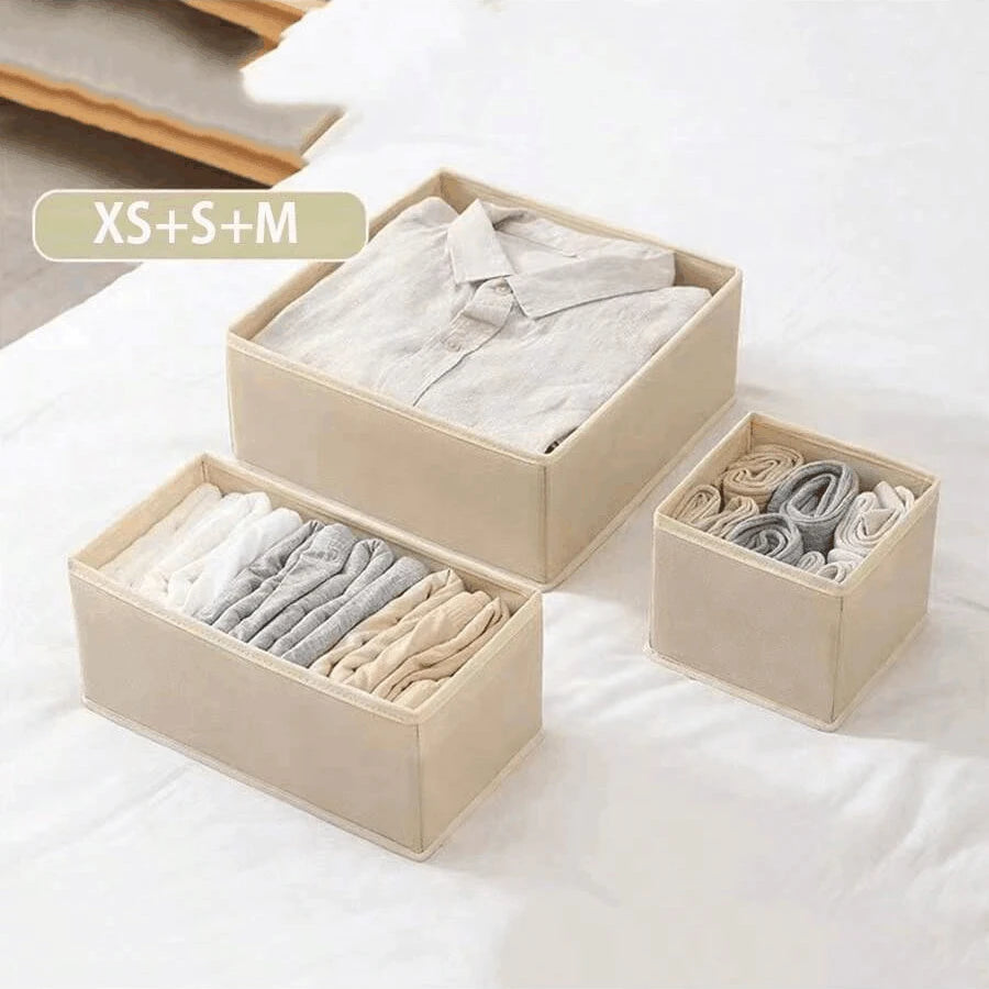 Foldable 6/12pcs Underwear Organizer Set • Hard Storage Boxes for Bra Socks • Drawer/Closet Clothes Organizers