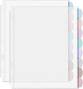 A4 Clear Sheet Protectors with Tabs, 8 Tabs, 2 Sets, Clear Plastic Dividers for 3 Ring Binder, Insertable Index Page Divider