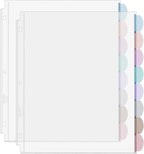 A4 Clear Sheet Protectors with Tabs, 8 Tabs, 2 Sets, Clear Plastic Dividers for 3 Ring Binder, Insertable Index Page Divider