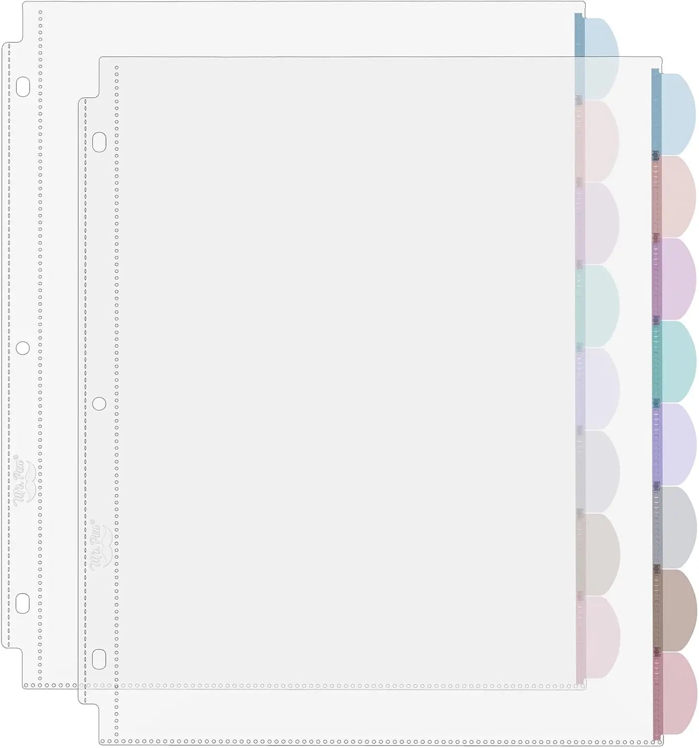 A4 Clear Sheet Protectors with Tabs, 8 Tabs, 2 Sets, Clear Plastic Dividers for 3 Ring Binder, Insertable Index Page Divider