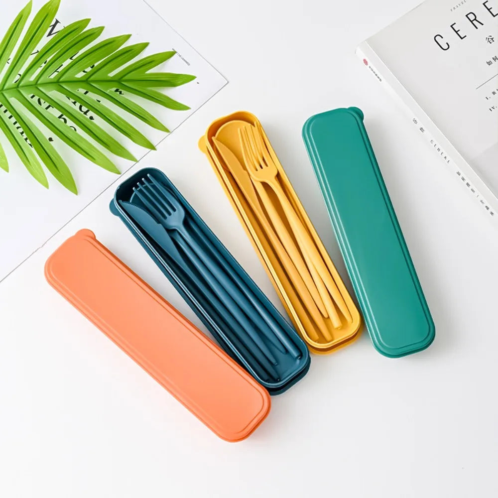 New Wheat straw Wheat Straw Dinnerware Set Eco-Friendly Portable Utensil Box Tableware Cutlery Set Travel