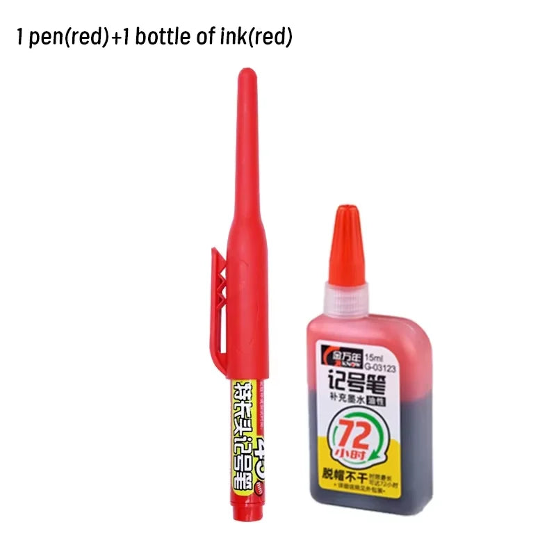 Lot 45mm Waterproof Long Head Nib Deep Hole Markers Pen Tile Carpenter Pen Multi-purpose for Woodworking Black/Blue/Red Ink