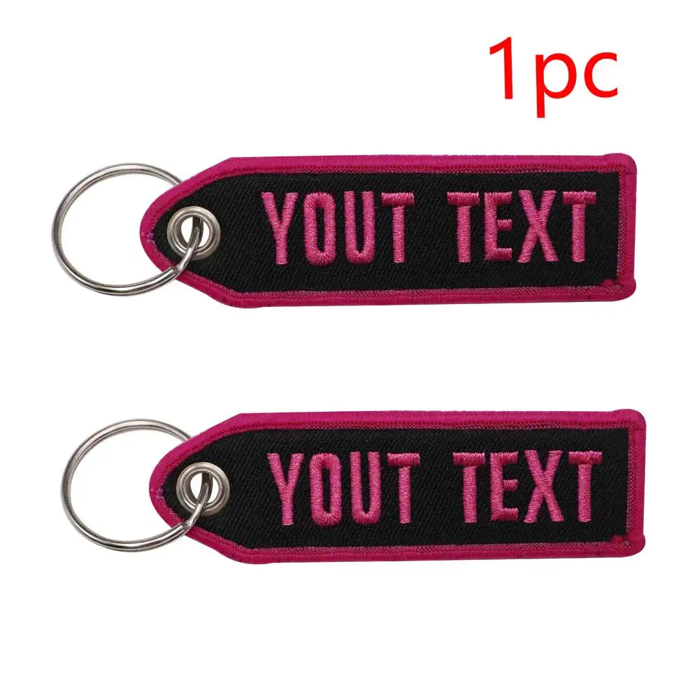 Personalized Color font  Keychain  Customize Text Tag Double Sided Embroidery for Motorcycles Cars ATV Scooters
