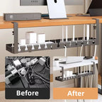 Under Table Storage Rack No Punching Metal Cable Management Tray Home Office Desk Wire Organizer Retractable Power Strip Storage