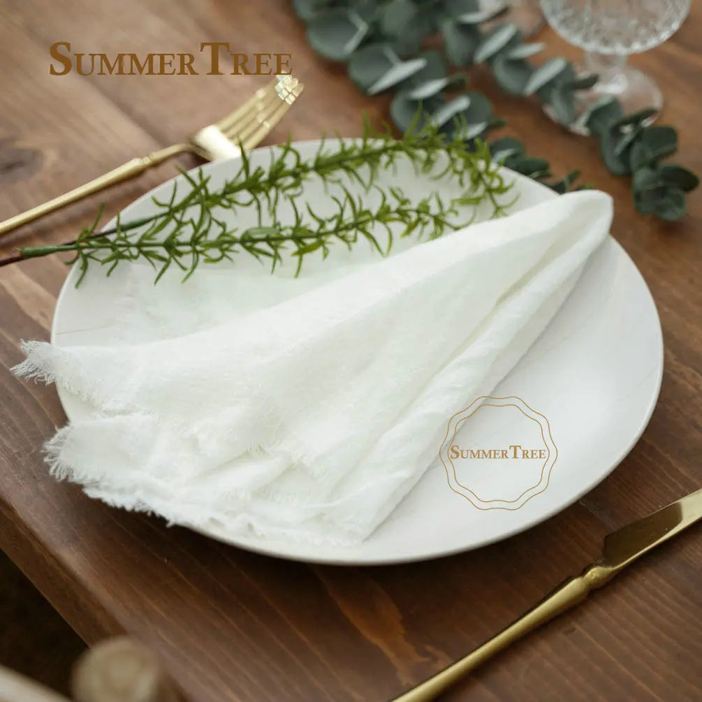 12pcs Retro Napkins 42x42cm Rustic Table Decoration Cotton Gauze Hanky Tea Towel Dining Place Mats Wedding Party Supply