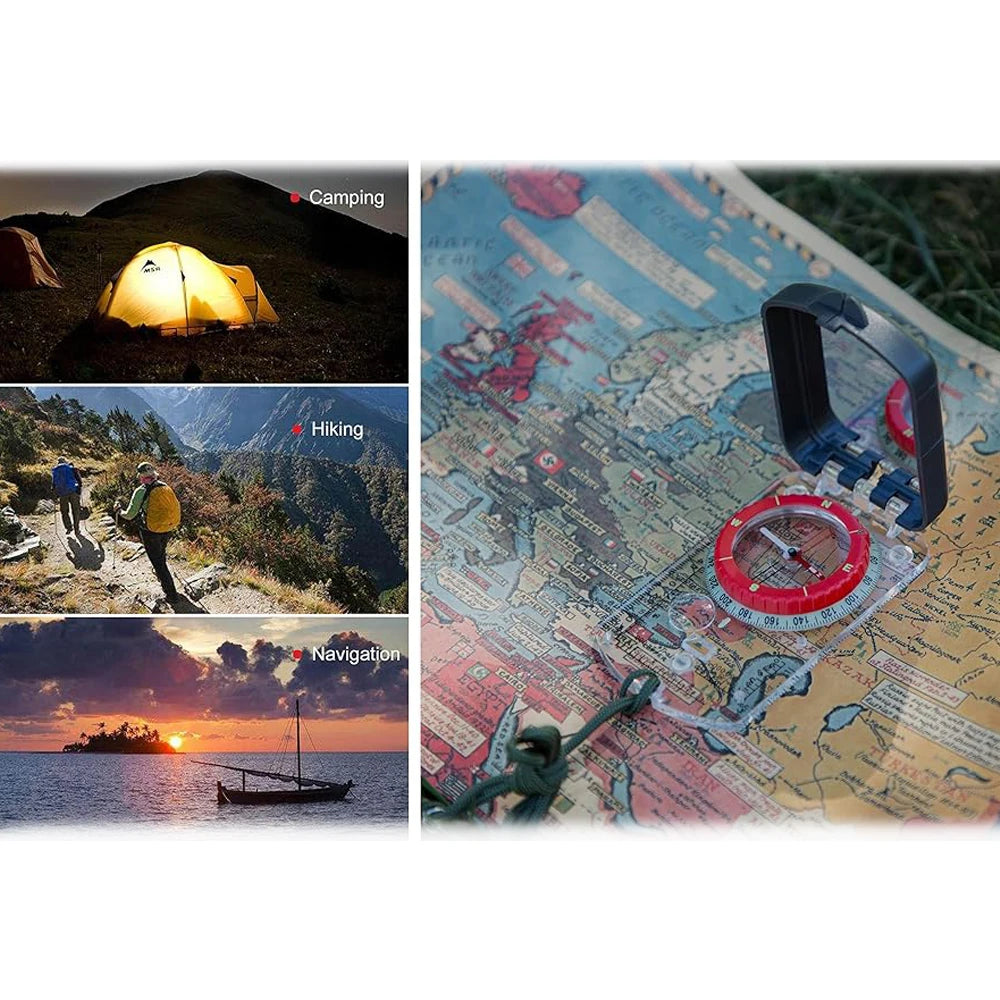Survival Compass with Sighting Mirror, Adjustable Declination & Clinometer,  Multifunctional Gear for Outdoor Camping Hiking
