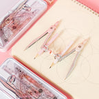 8 In1/Set Compass Ruler Iron Box Binding Mathematical Geometry Plate Stationery Math For Students Drawing,Protractor Accessori
